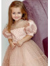 Blush Polka Dotted Lace Sweet Flower Girl Dress Blush Polka Dotted Lace Sweet Flower Girl Dress